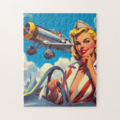 Retro Vliegtuig Pin-up Legpuzzel (Verticaal)