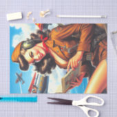 Retro Vliegtuig Pin-up Tissuepapier (Craft)