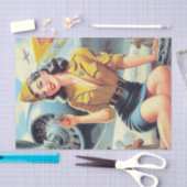 Retro Vliegtuig Pin-up Tissuepapier (Craft)