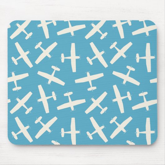 Retro Vliegtuig Plain Pattern Blue Muismat (Voorkant)