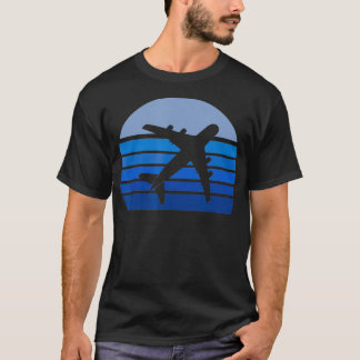 Retro Vliegtuig Silhouet Piloot Luchtvaart Vlucht T-shirt