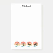  Retro Vliegtuig & Zonsondergang, Aangepaste Naam, Post-it® Notes (Voorkant)