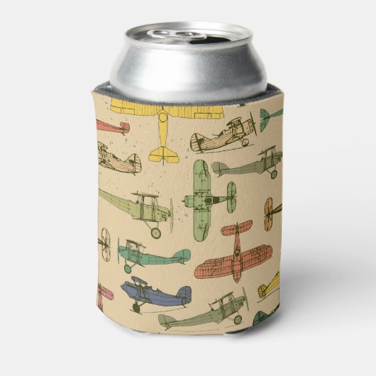 Retro vliegtuigen: Gebarsten patroon. Blikjeskoeler (Blikje Achterkant)