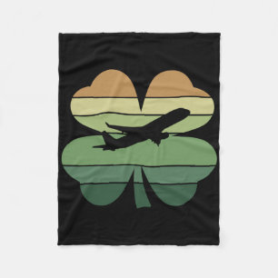 Retro-vliegtuigpiloot Shamrock Patricks-dag Dames Fleece Deken