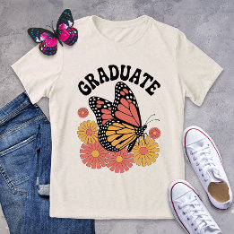 Retro  vlinderbloem Afstuderen Tri-Blend Shirt