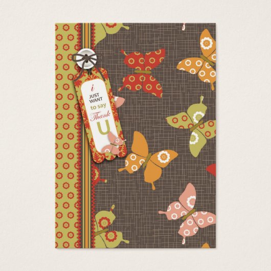Retro Vlinders TY Gift Label Visitekaartje (Voorkant)