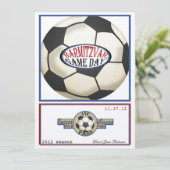  Retro Voetbal 5.5 x 7.5 Bar Mitswa Kaart (Staand voorkant)