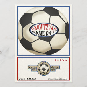 Retro Voetbal 5.5 x 7.5 Bar Mitswa Kaart