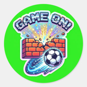 Retro Voetbal Brick Smash Sparkle Hoed - 2026 Gami Ronde Sticker