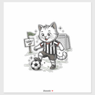 Retro Voetbal Kat Gravure Shirt Ontwerp_1 Sticker