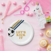 Retro Voetbal Laten we schoppen Het Verjaardagspap Papieren Bordje (Feest)