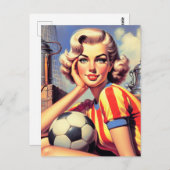 Retro Voetbal Pin Up Briefkaart (Voorkant / Achterkant)