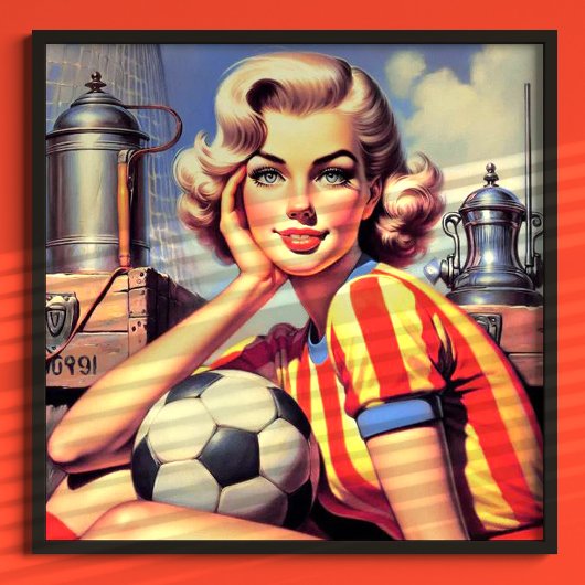 Retro Voetbal Pin Up Poster