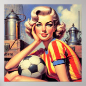 Retro Voetbal Pin Up Poster (Voorkant)