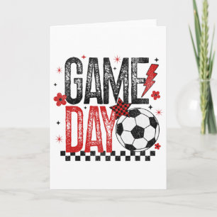 Retro Voetbal Seizoen Geruite Zwart En Rood Kaart