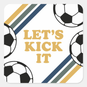 Retro Voetbal Verjaardag Vierkante Sticker