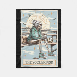 Retro Voetbalmoeder Tarotkaart Voetbal Skelet Mama Fleece Deken