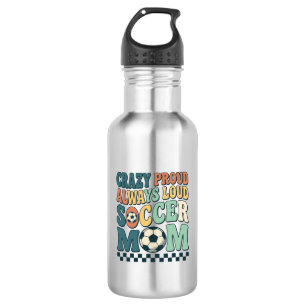 Retro Voetbalmoeder Trots Luid Shirt Ontwerp_1 Waterfles
