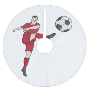 Retro Voetbalspeler die Bal Volley Kopt Actie Gra Kerstboom Rok