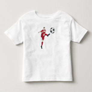 Retro Voetbalspeler die Bal Volley Kopt Actie Gra Kinder Shirts