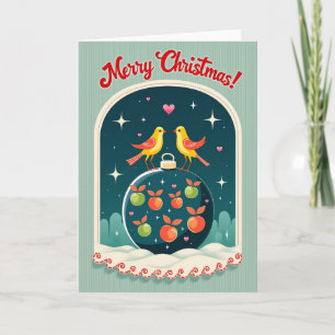Retro Vogels Kerstkaart Kaart