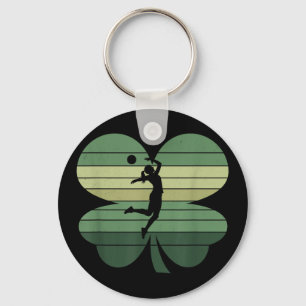 Retro Volleybal Shamrock Patricks Day Vrouwen Mann Sleutelhanger