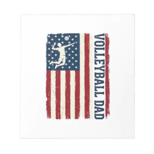 Retro Volleybal Vader Patriottisch Vlag Shirt Ontw Notitieblok