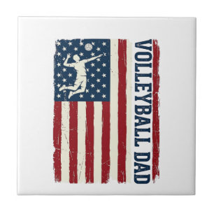 Retro Volleybal Vader Patriottisch Vlag T-shirt On Tegeltje