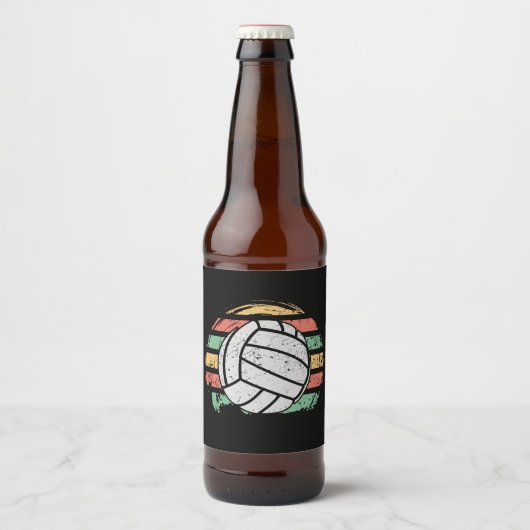 Retro Volleyball Bier Etiket (Voorkant)