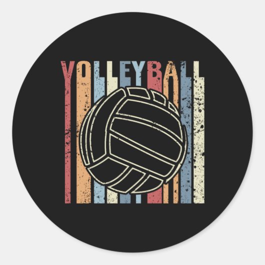 Retro  Volleyball Ronde Sticker (Voorkant)