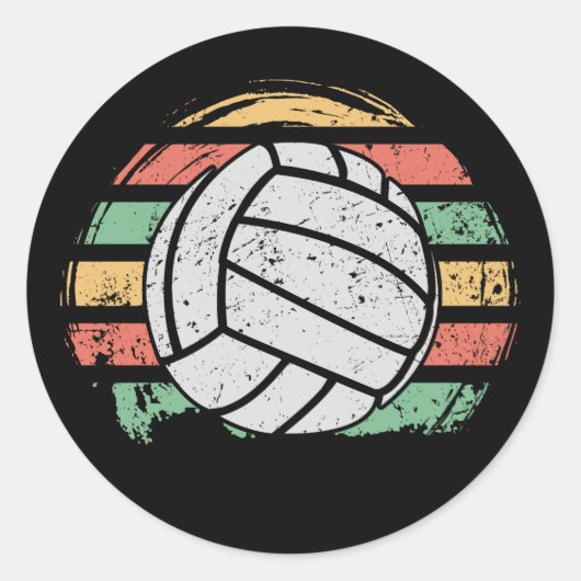 Retro  Volleyball Ronde Sticker (Voorkant)