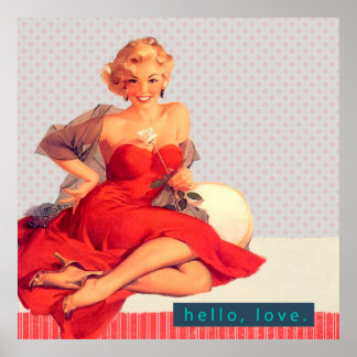 Retro Voman in de Rooddress-stijl Poster