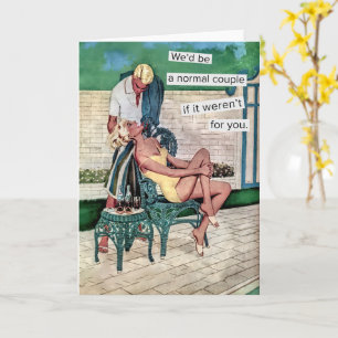  Retro voorstedelijk paar Grappig Kaart