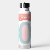 Retro vormen- pastel regenboog script naam waterfles (Links)
