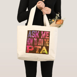 Retro Vraag me hoe ik me bij de PTA-basisleraar ka Grote Tote Bag