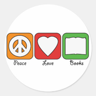 Retro Vrede, Liefde, Boeken (Donker) Stickers