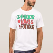 Retro Vrede, Liefde, Chocolade Fondue T-shirt (Voorkant)