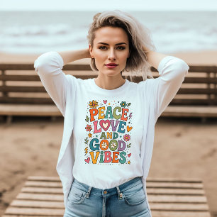 Retro Vrede, Liefde en Goede Vibes Tri-Blend Shirt