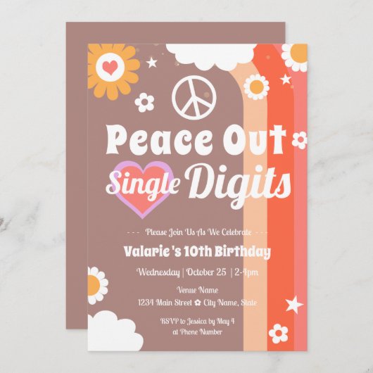 Retro Vrede Uit 10e Verjaardag Kaart (Voorkant / Achterkant)