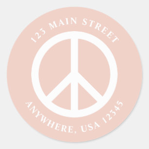 retro vredesteken roze boho retouradres sticker
