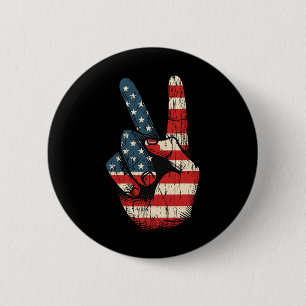 Retro Vredesteken Vintage 60's 70's Hippie Ronde Button 5,7 Cm