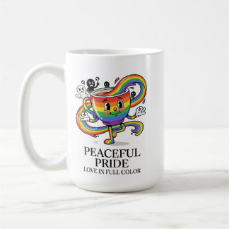 Retro Vreedzame Pride Regenboog Koffiekop T-Shirt Koffiemok