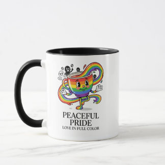 Retro Vreedzame Pride Regenboog Koffiekop T-Shirt Mok