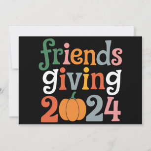 Retro Vrienden Geven 2024 Thanksgiving Herfst Feestdagenkaart