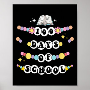Retro Vriendschapsarmband 100 dagen Kinder school Poster