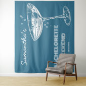 Retro vrijgezellenfeest achtergrond Boho turquoise Wandkleed (In situ)