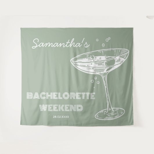 Retro vrijgezellenfeest achtergrond groene cocktai wandkleed (Voorkant (horizontaal))