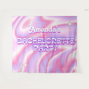 Retro vrijgezellenfeest achtergrond Groovy Roze Wandkleed