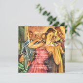 Retro-Vrijgezellenfeest Kaart (Staand voorkant)