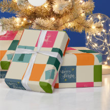 Retro vrolijk en fel kerstcadeaupapier